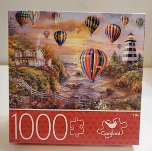 Balloons Over Cottage Cove Cardinal Jigsaw Puzzle 1000 pieces New